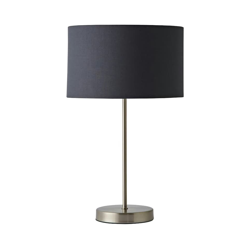 image 1 of ValueLights Charlie Chrome Table Lamp Charcoal Chrome Inner Shade | Grey