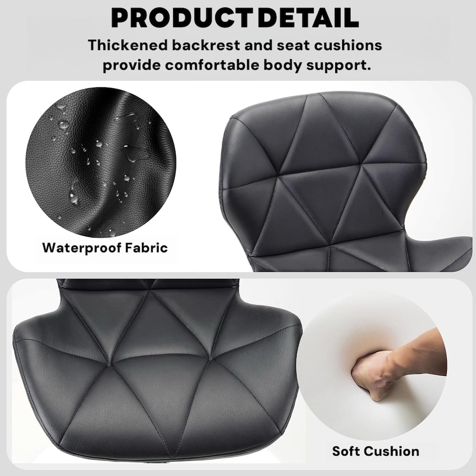 image 1 of Alivio Adjustable Swivel Bar Stool with Backrest & Footrest (Set of 2, Black)