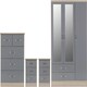 image 10 of Nevada 3 Door Wardrobe 4 Piece Bedroom Set Brown | Sonoma Oak