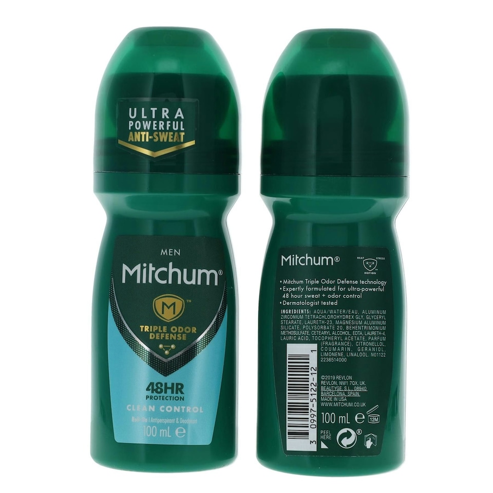 image 1 of Mitchum Roll-On Anti-Perspirant Deodorant Clean Control 100ml Pack of 6