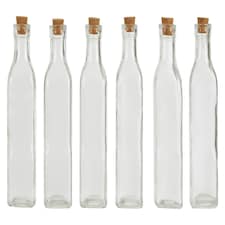 Interiors by Premier Versatile Use Set Of 6 Glass Bottles, Glass Bottles For Kitchen, Functional Design Clear Glass Bottles
