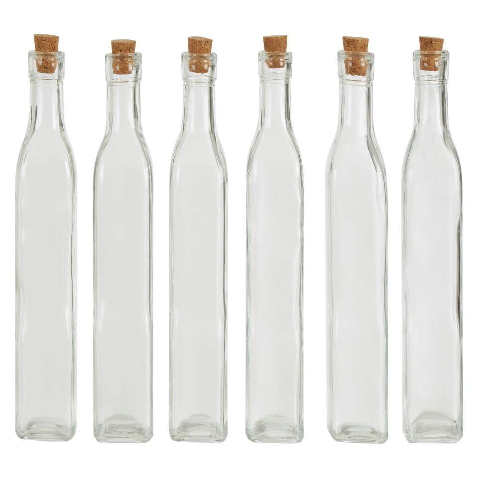 image 1 of Interiors by Premier Versatile Use Set Of 6 Glass Bottles, Glass Bottles For Kitchen, Functional Design Clear Glass Bottles