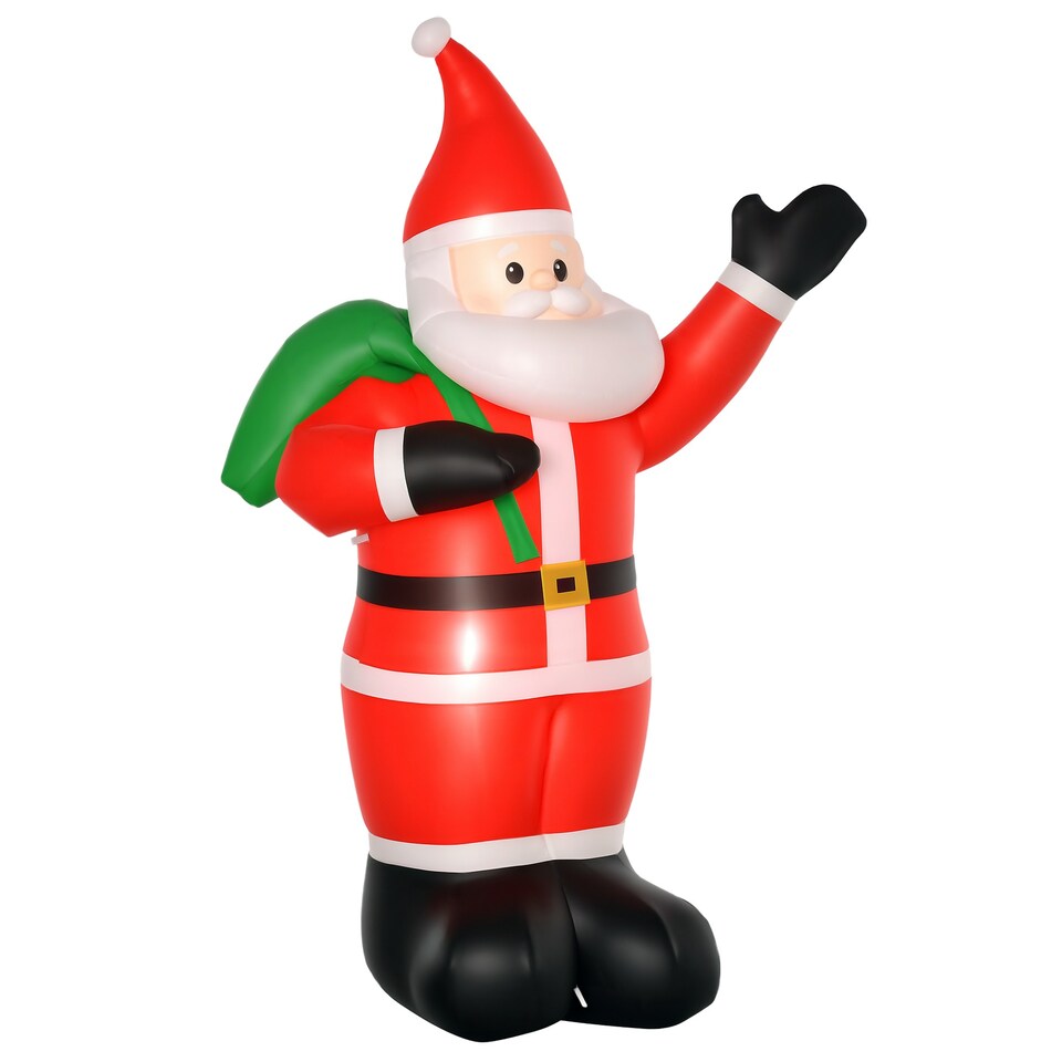 image 1 of HOMCOM 8ft Lighted Christmas Inflatable Santa Claus Gift Bag Yard Decoration