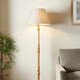image 9 of Julian - Natural Wood 161cm Floor Lamp with Striped Linen Shade