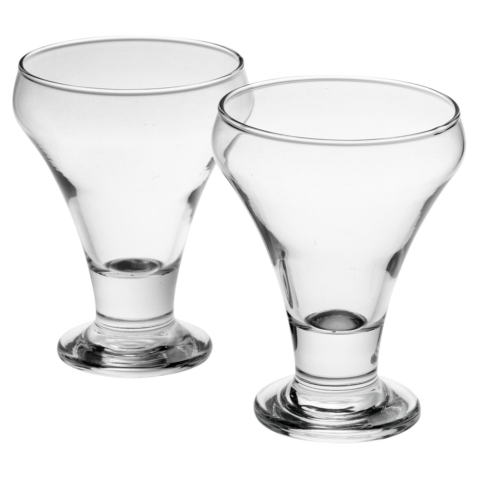 image 1 of Clear Glass Footed Dessert Bowl Ice Cream Sundae Fruit Cocktail Salad Cups 305ml | Clear | 2 Glasses | 2 Glasses