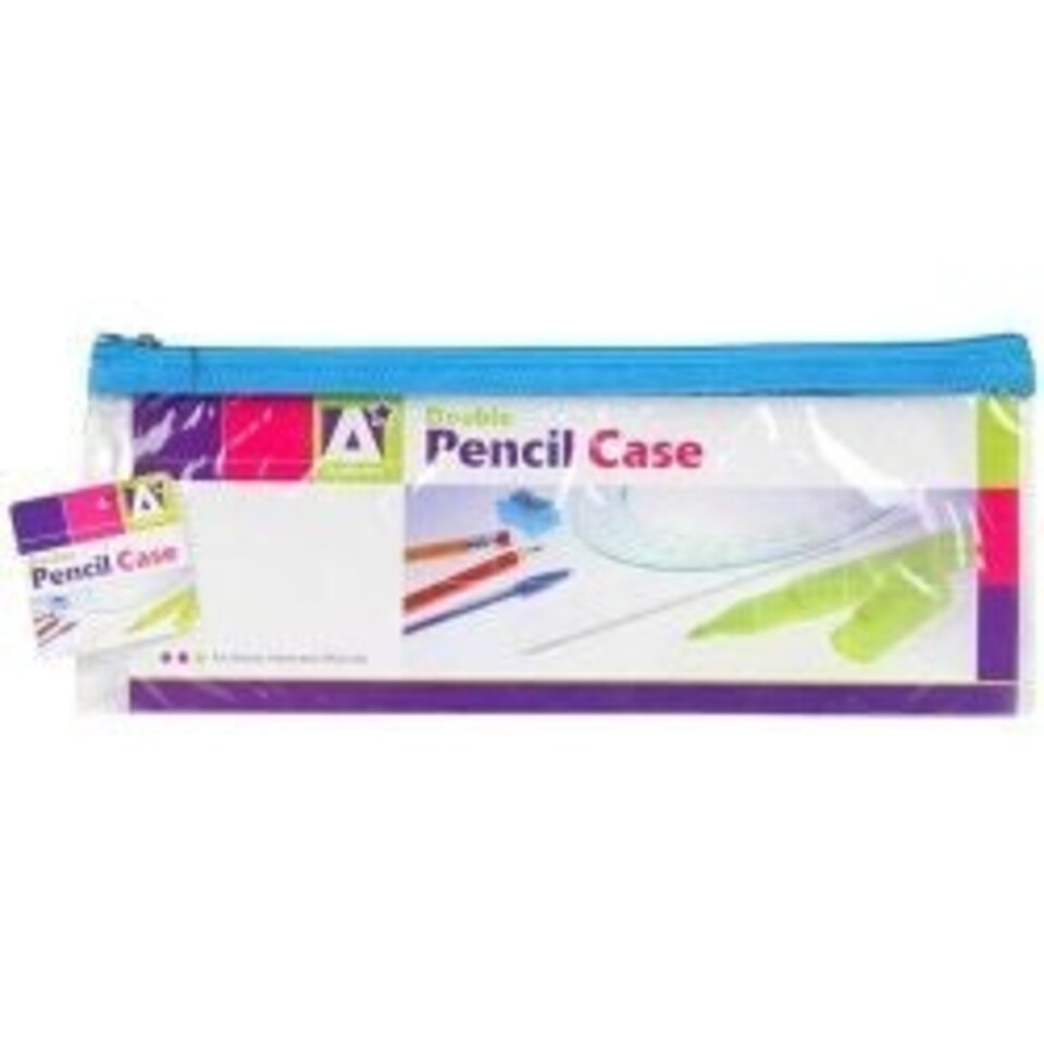 image 1 of Double Pocket Stationery Pencil Case Assorted single supplied