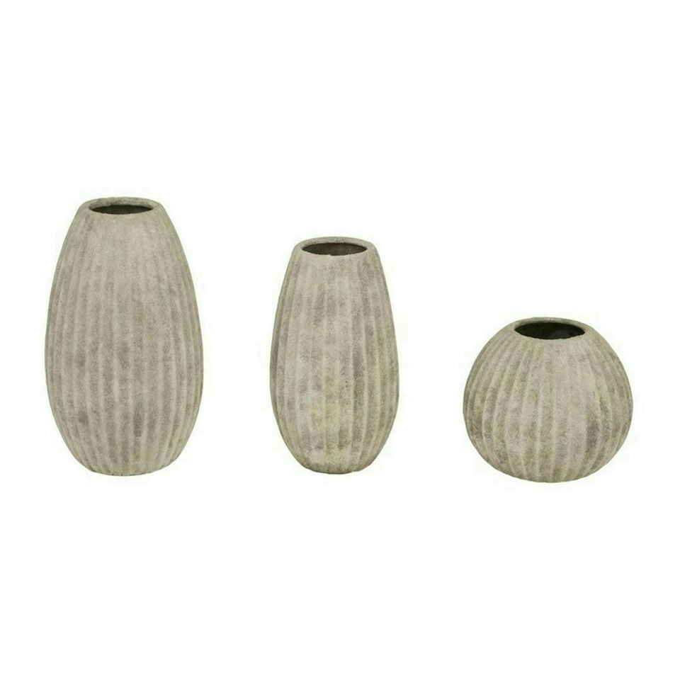 image 1 of Catania Round Vase - Ceramic - L22 x W22 x H18 cm - Light Grey Grey