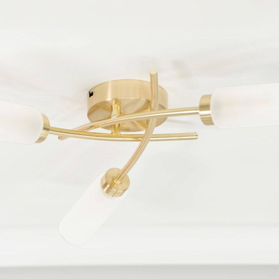 image 1 of ValueLights Maya Brushed Gold 3 Way Curved Cross Over Ceiling Light | Gold
