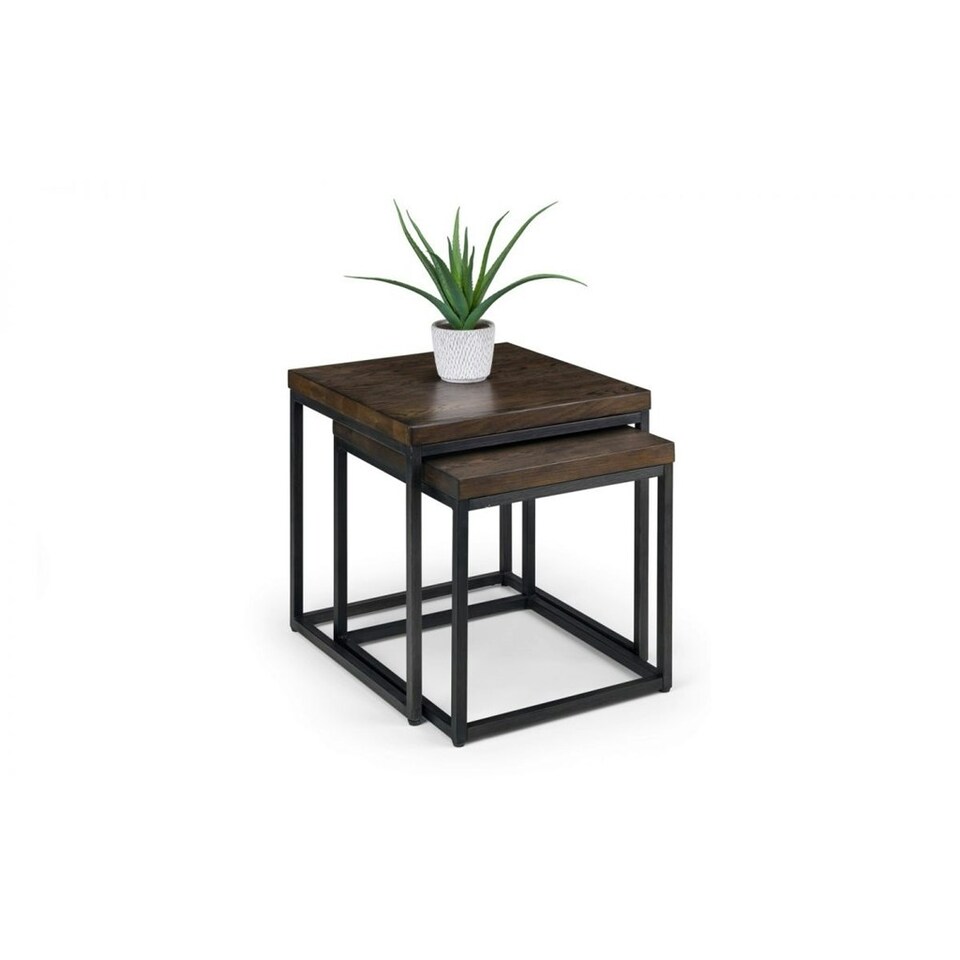 image 1 of Dark Classic Oak Nesting Lamp Tables | Brown | Brown