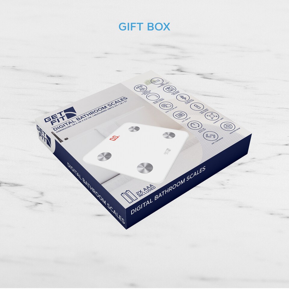 image 1 of Get Fit Smart Bathroom Scales - Digital Body Weighing Scale - Connect To IOS / Android, Lcd Display & Automatic On/Off | White | Arctic White | 28x28cm | 1