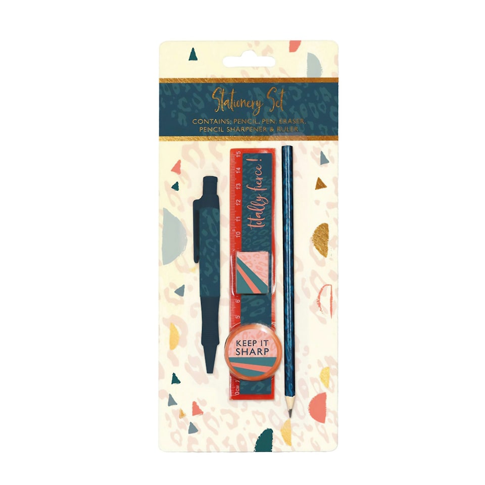 The Design Group Totally Fierce Stationery Set - Blue/Pink/Grey - One Size