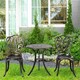 image 2 of Outsunny 3 Piece Garden Bistro Set, Cast Aluminium Outdoor Furniture Set with Umbrella Hole for Balcony, Porch, Patio, Bronze Tone