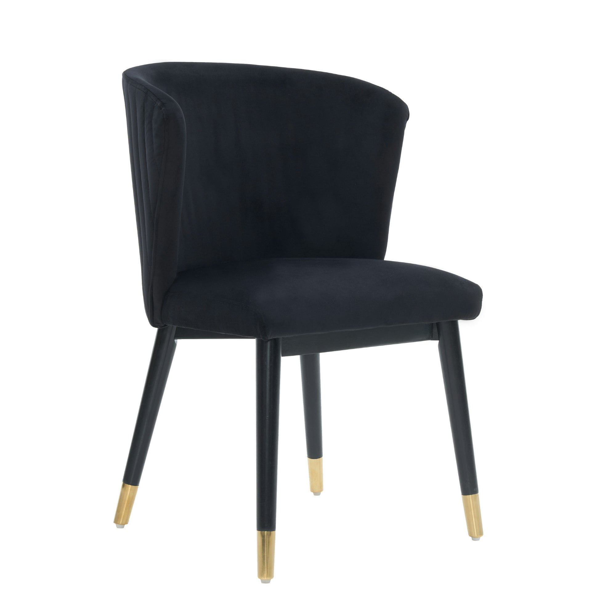 Single Sofina Modern Velvet Dining Chair with Tufted Back - Wooden Frame & Gold-Tipped Rubberwood Legs Blue Blue