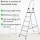image 4 of Lightweight Step Ladders - Compact Aluminium Stepladder with Non-Slip Wide Step, Portable Silver Color - Tall Folding Ladder with Platform Silver | 6 - Step 181 cm
