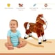 image 3 of HOMCOM Rocking Horse Toy Plush Wood Pony Riding Rocker Neigh Sound Brown
