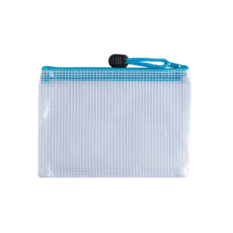 image 1 of Pack of 12 A6 Light Blue PVC Mesh Zip Bags