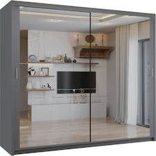 Sliding wardrobes 4U Modern Full Mirror Sliding Door Wardrobe Multi Size & Color Options - 90cm Grey | 90cm