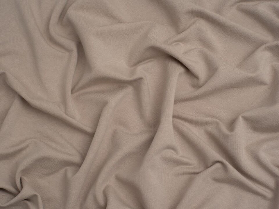 Minerva Core Range Beige Organic Loop Back French Terry Stretch Knit Fabric for Dressmaking, 150cm / 59" Wide - per metre