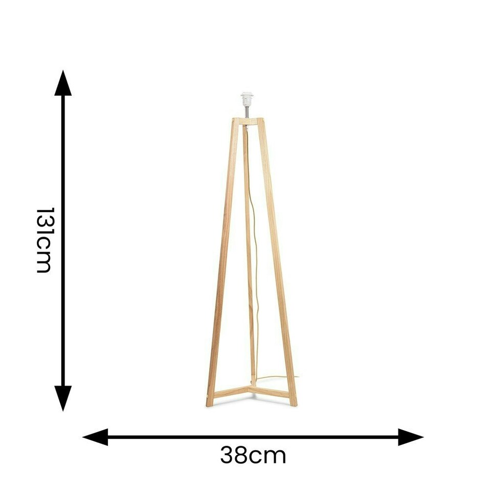 image 1 of ValueLights Lottie Oak Wooden Free Standing Tripod Floor Lamp Base