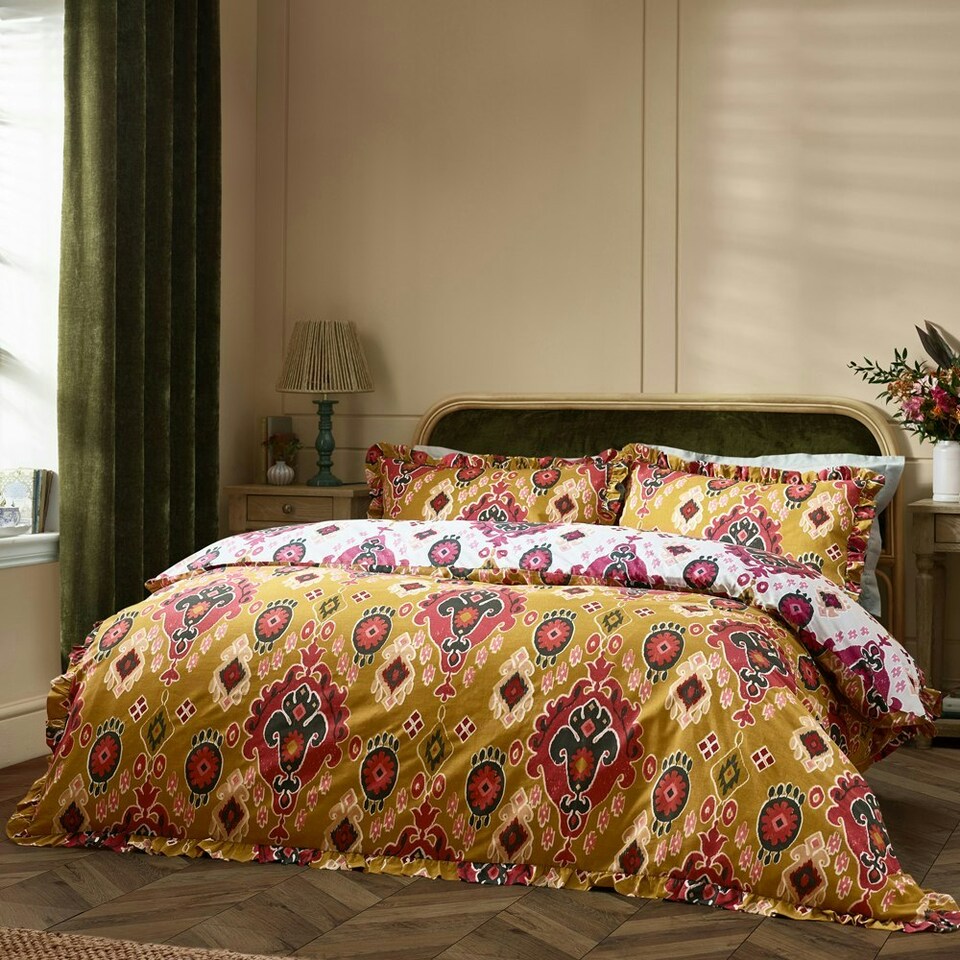 image 1 of Paoletti Dawson Ikat Reversible King Duvet Cover Set