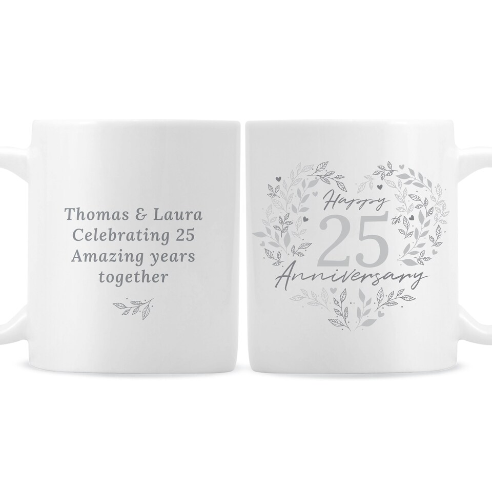 image 1 of Personalised 25th Silver Wedding Anniversary Mug White
