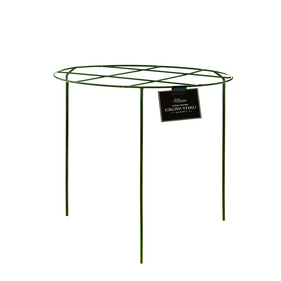 image 1 of Pack of 3 Tom Chambers Urban Dark Green Metal Herbaceous Garden Plant Support Grow Through Medium 50cm x 30cm