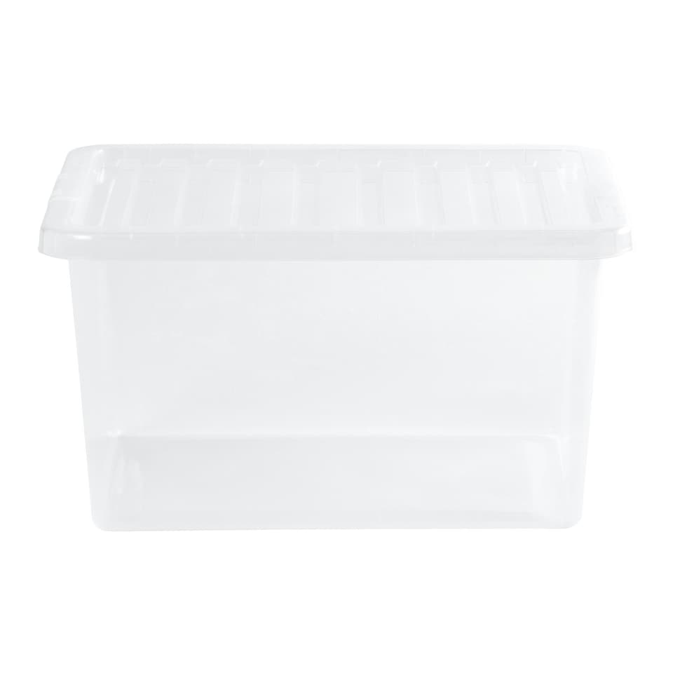 image 1 of Wham Crystal 5 x 37L Stackable Plastic Storage Boxes with Lids Clear Clear