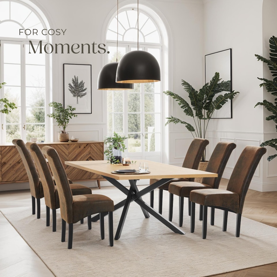 image 1 of Dining Chair - ergonomic seat shape, high backrest, padded, faux leather | Brown | antique brown | 4