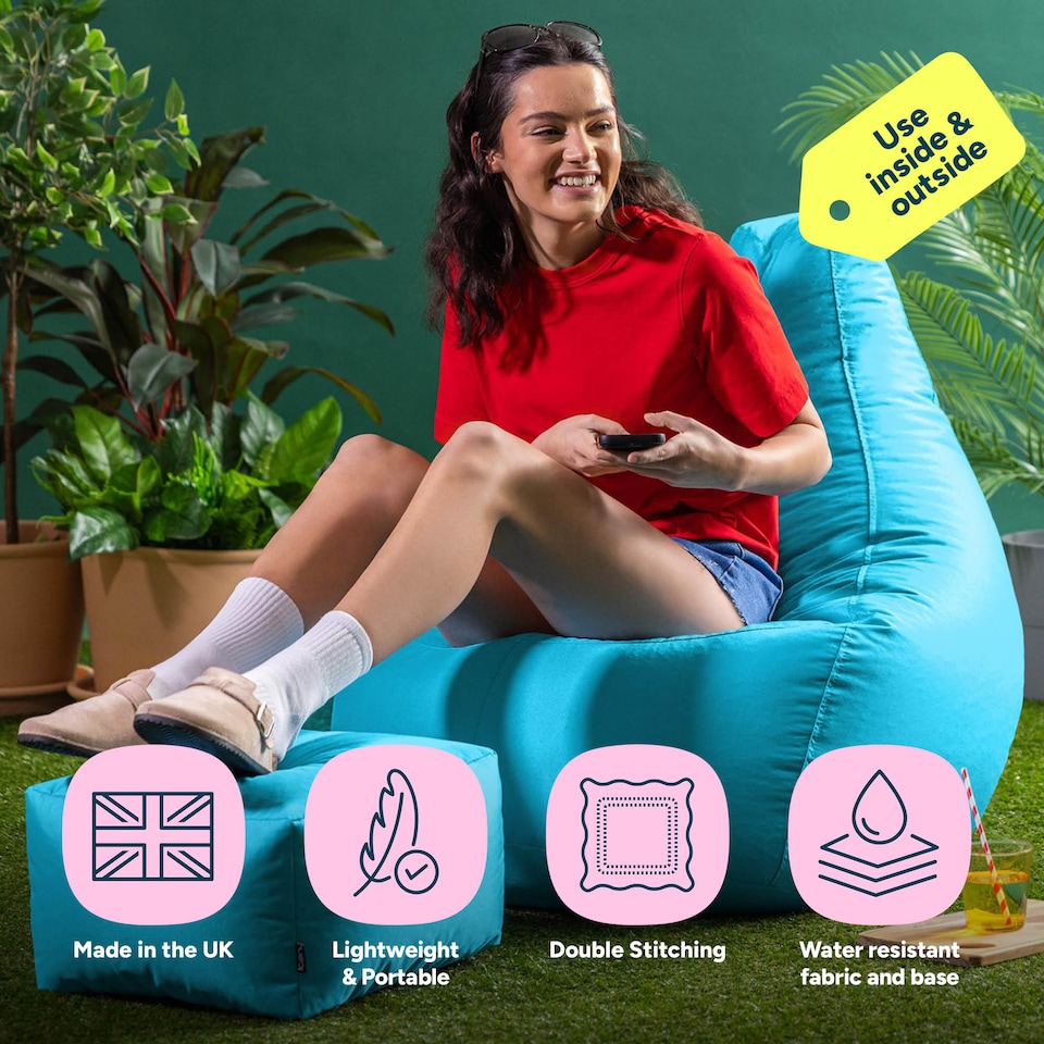 image 1 of icon Dalton Water-Resistant High Back Beanbag and Footstool, Aqua