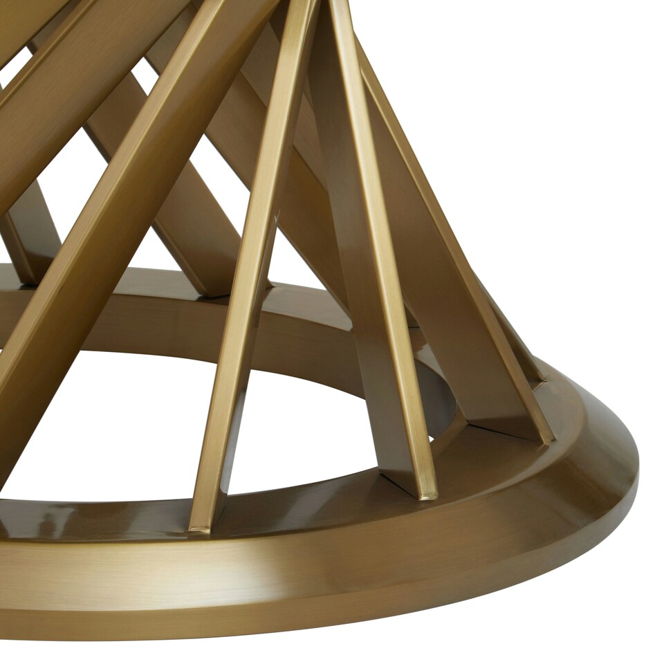 image 1 of Interiors by Premier Black Glass and Gold Hourglass Base Dining Table, Modern Black and Gold Round Dining Table for Modern Homes Gold