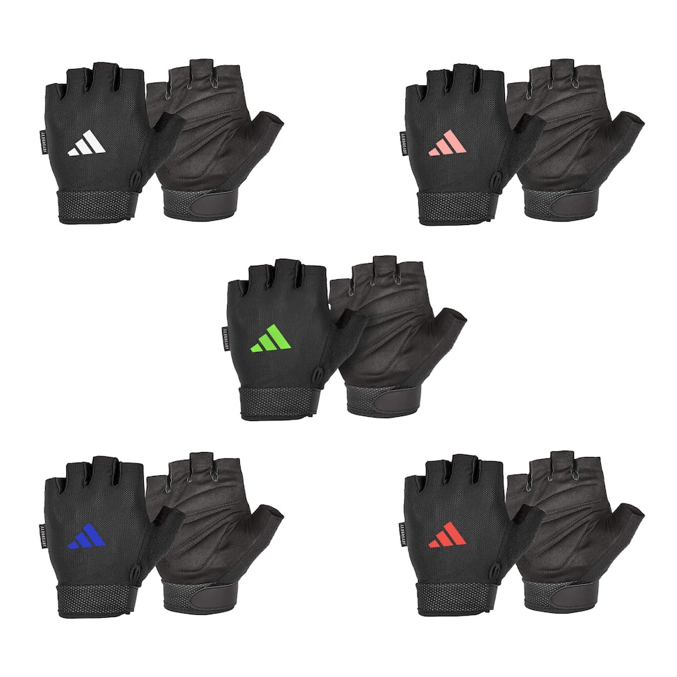 image 1 of Adidas Essential Adjustable Training Gloves, Aeroready Cooling, Padded Suede Palms. | Blue | Black/Blue | XL