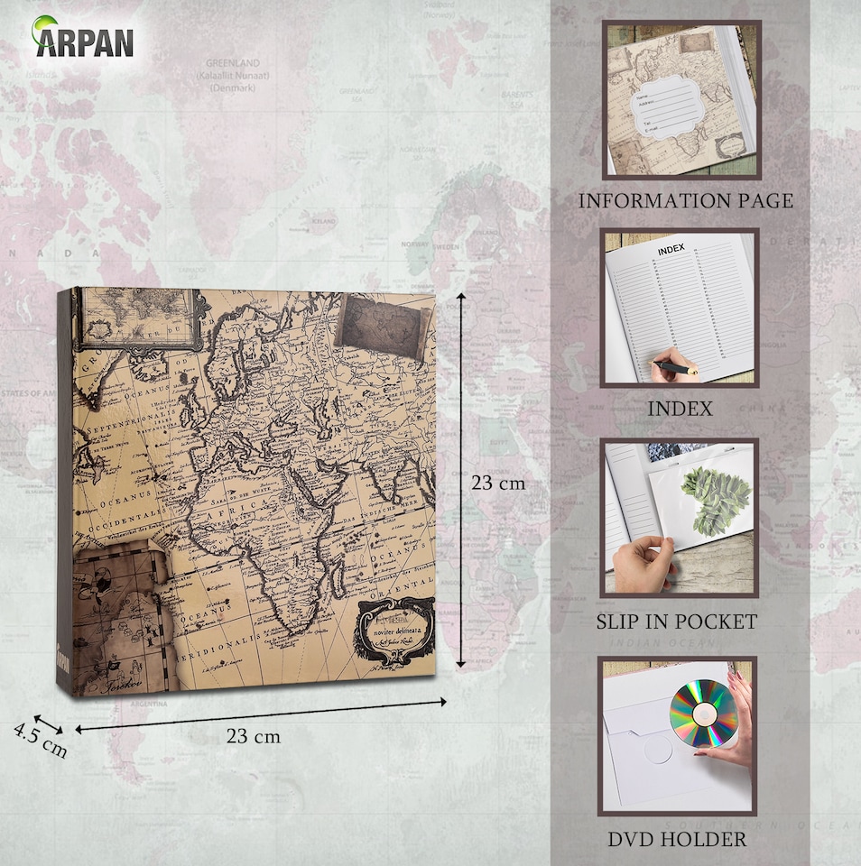 image 1 of ARPAN Slip In Case Memo Photo Album – Holds 200 Photos 4"x6" (10x15cm) – Hardcover Picture Album with Memo Writing Space for Family, Wedding & Travel Memories