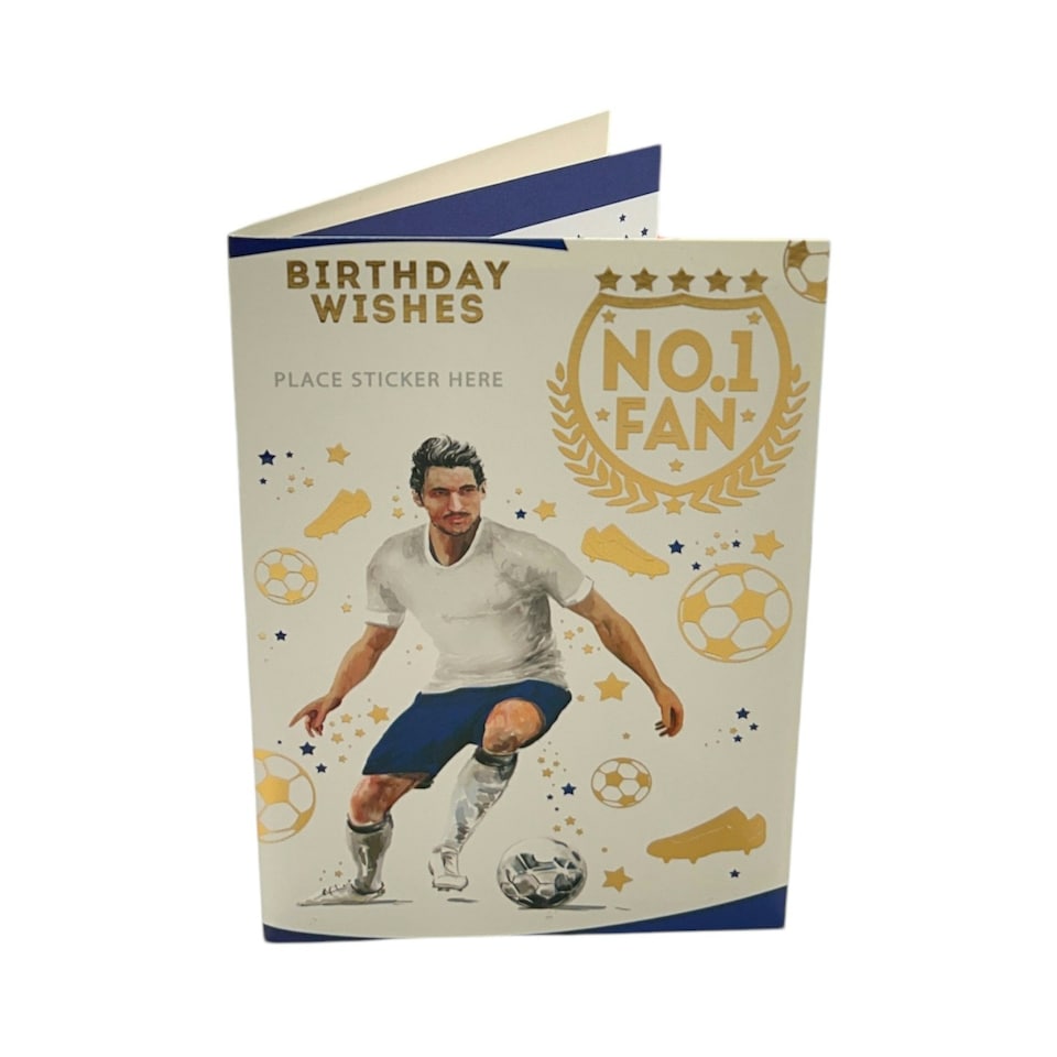 image 1 of A Man In White and Blue Soccer Uniform Customized Male Birthday Card