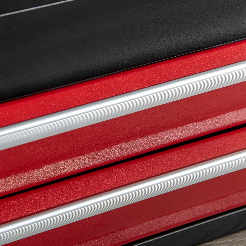 image 1 of DURHAND 2 Drawer Tool Chest, Lockable Metal Tool Bowith Ball Bearing Runners, Portable Toolbox, 460mm 240mm 220mm, Black | Black | Red | 1