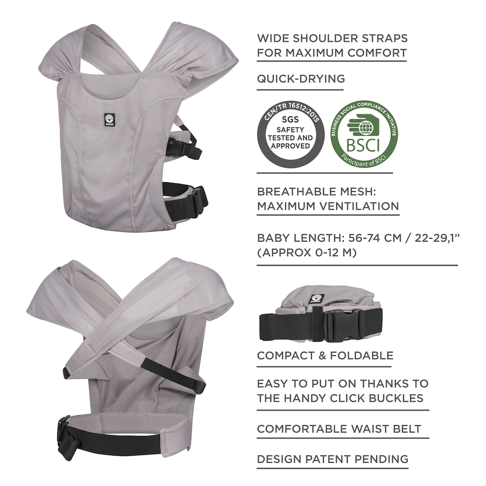 image 1 of Dooky Splash Baby Carrier – Grey, Quick-Dry & Comfortable
