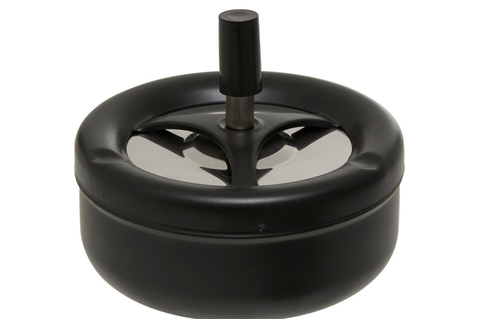 image 1 of Large Black Spinning Ashtray