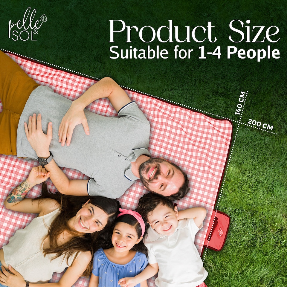 image 1 of Pelle & Sol Red Picnic Blanket Waterproof 200x140cm