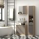 image 8 of HOMCOM Narrow Bathroom Storage Cabinet with Open Compartment, Oak