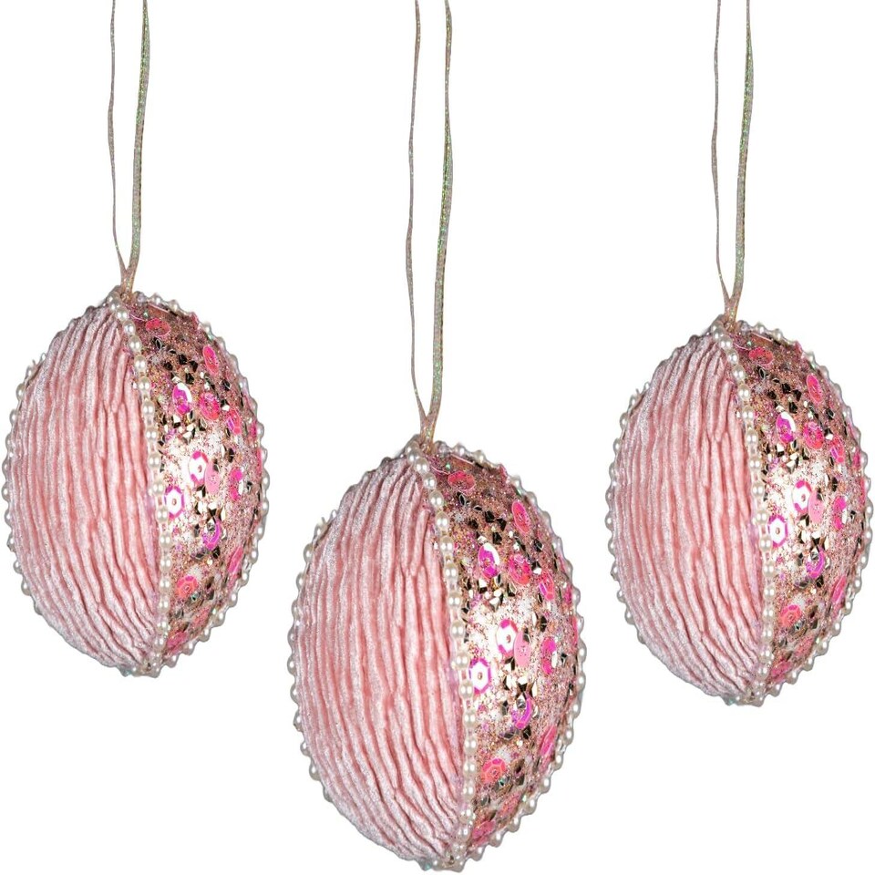 image 1 of 7cm Bauble Baby Pink - Christmas Hanging Decoration
