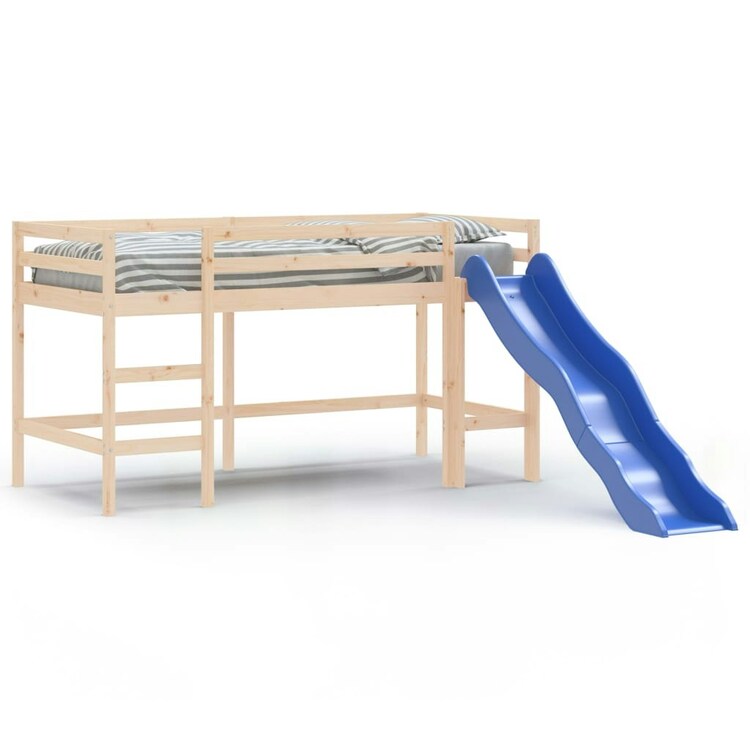 Kids' Loft Bed With Slide 90X200 Cm Solid Wood Pine