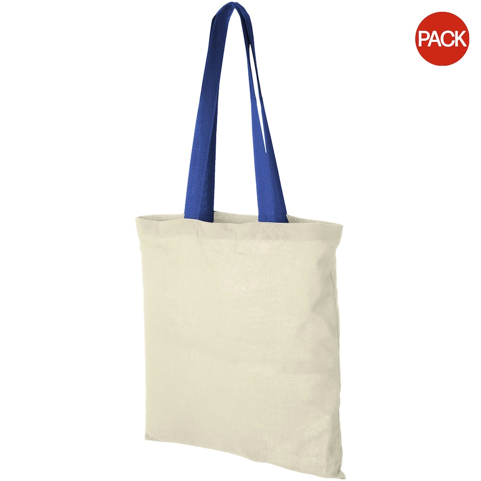 Bullet Nevada Cotton Tote (Pack Of 2) - Natural/Royal Blue - One Size Cream