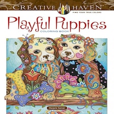Creative Haven Playful Puppies Coloring Book by Marjorie Sarnat - Creative Haven