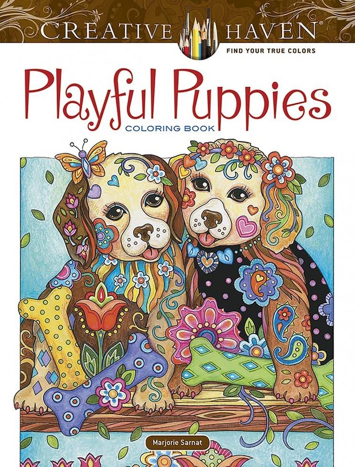Creative Haven Playful Puppies Coloring Book by Marjorie Sarnat  - Creative Haven