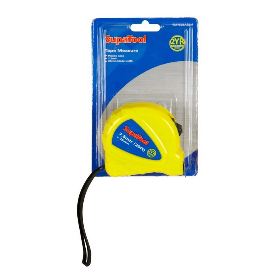 image 1 of SupaTool Plastic Case Tape Measure - Yellow - 7.5m x 25mm