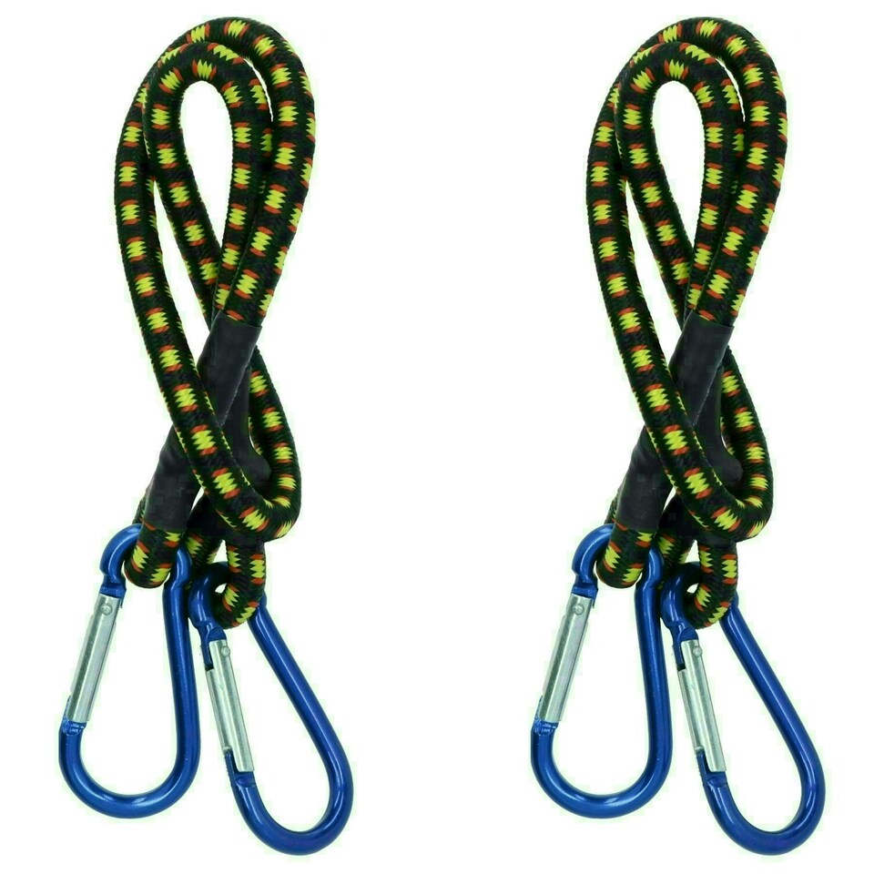 image 1 of 24" Bungee Strap with Aluminium Carabiners Hook Tie Down Fastener Holder 2pc