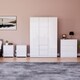 image 1 of Vida Designs Glinton 4 Piece FSC Certified Bedroom Set (2 Drawer Bedside Chest x2, 3 Drawer Chest, 3 Door 2 Drawer Wardrobe), White White | White