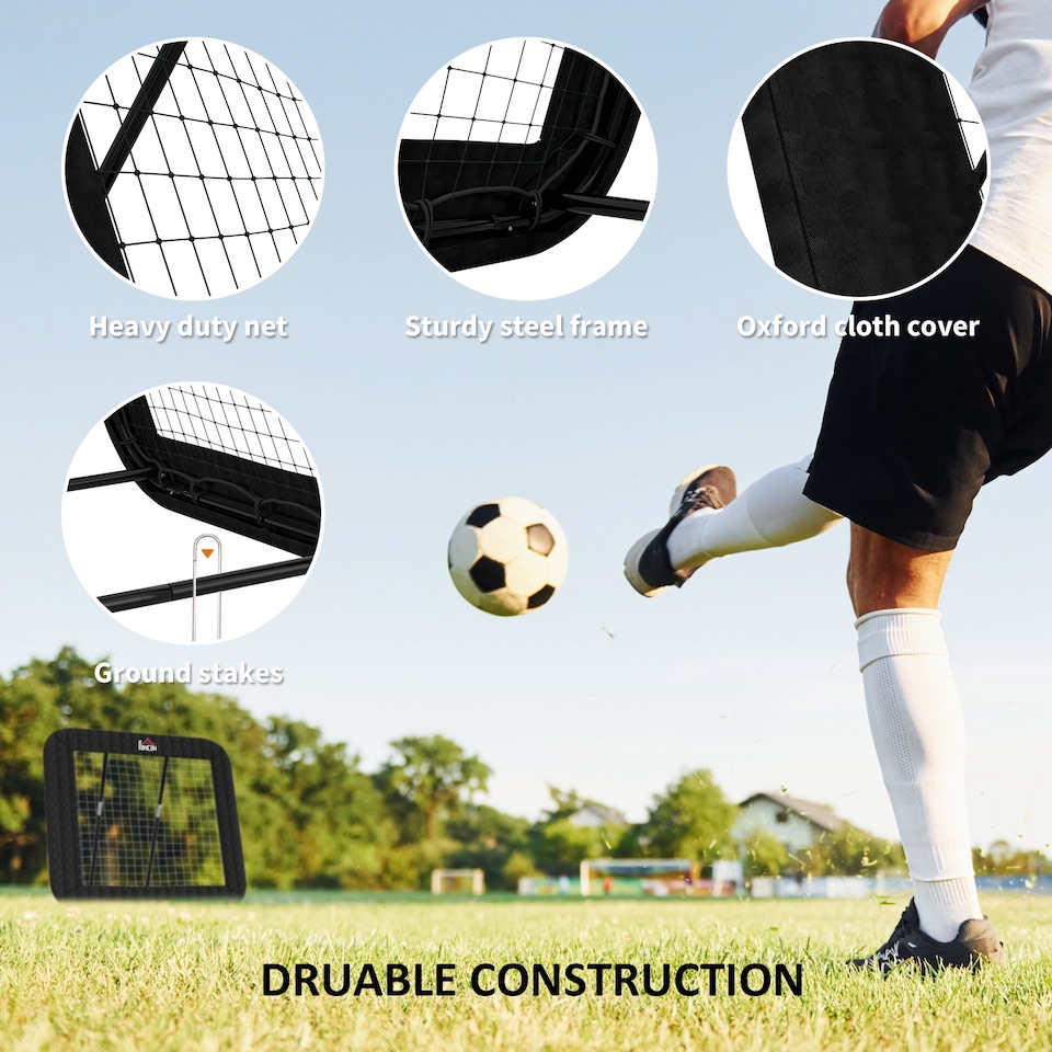 image 1 of HOMCOM Football Training Net, Target Goal W/ Adjustable Angles - Black | Black | Black