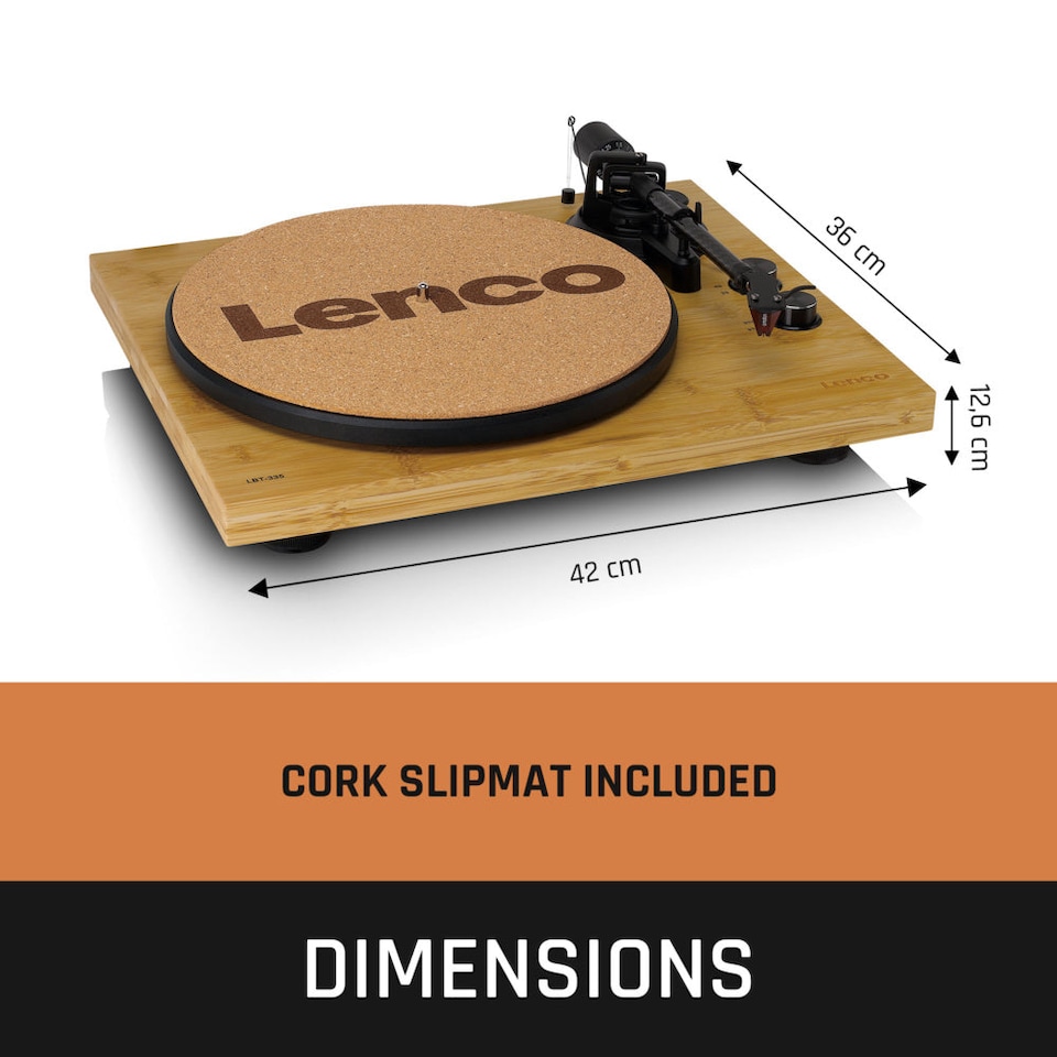 image 1 of Lenco LBT-335BA - Turntable with Bluetooth transmission, Bamboo