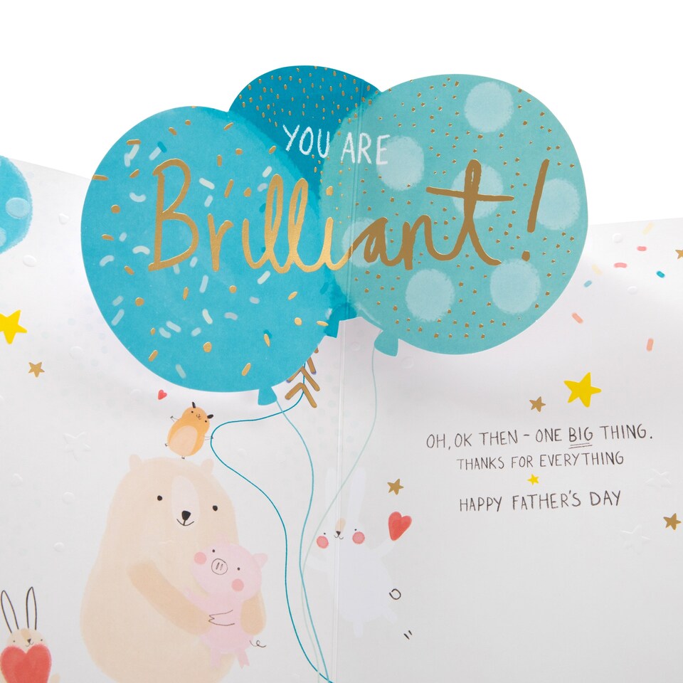 image 1 of Hallmark Father's Day Card For Dad - 3D Pop-Up Balloons And Bear
