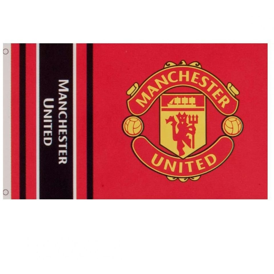 image 1 of Manchester United FC Wordmark Stripes Flag - Red - 5 x 3ft